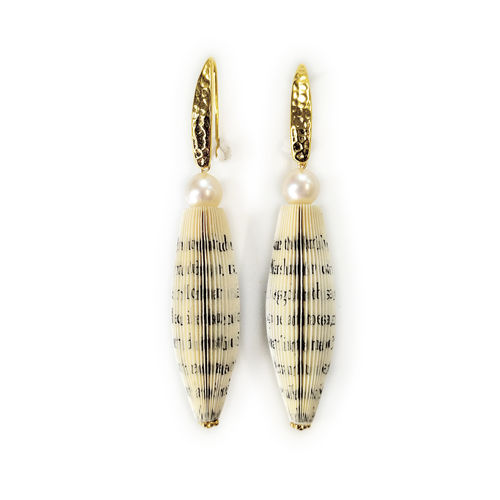 Earrings book spindle and pearl gold