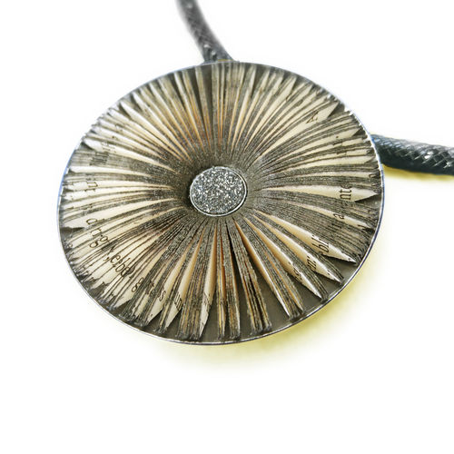 Literary blossom pendant in silver setting 48 mm