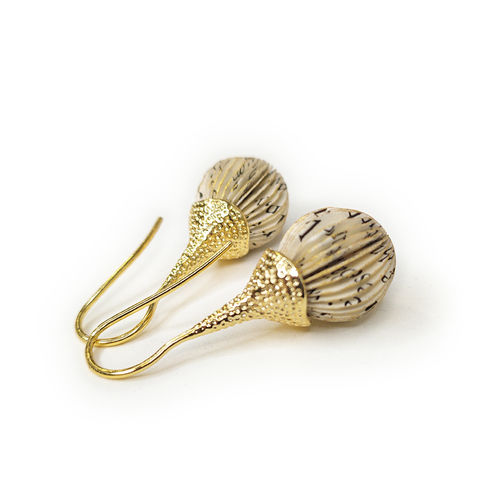 ACORN earrings - book pages and gold plated findings